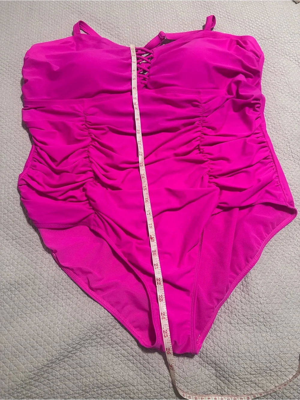torrid Hot Pink Lace-Up One-Piece Swimsuit